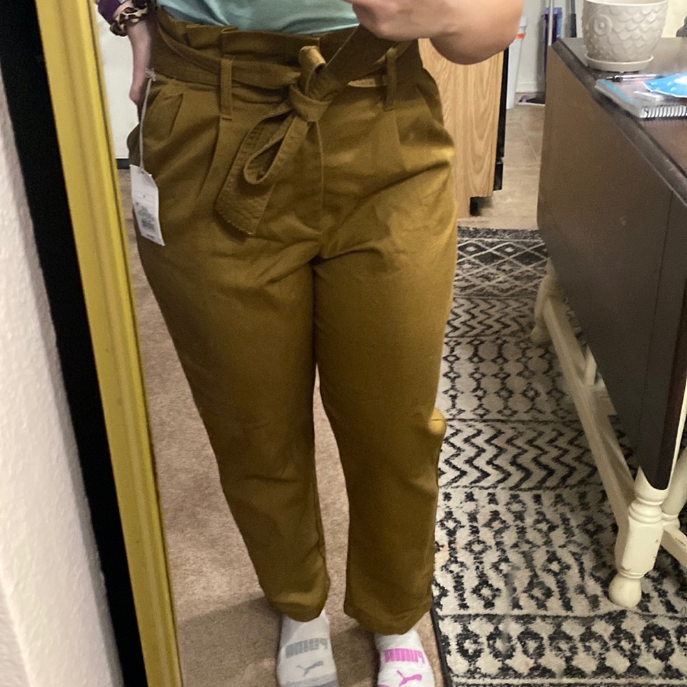 Olive Paper Bag Jeans